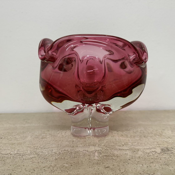 Image 1 of Mid Century Murano Glas Rosa Schale , 1970S