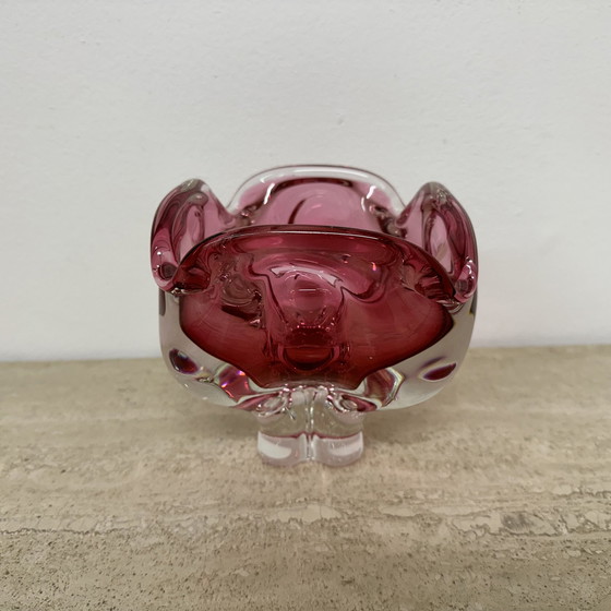 Image 1 of Mid Century Murano Glas Rosa Schale , 1970S