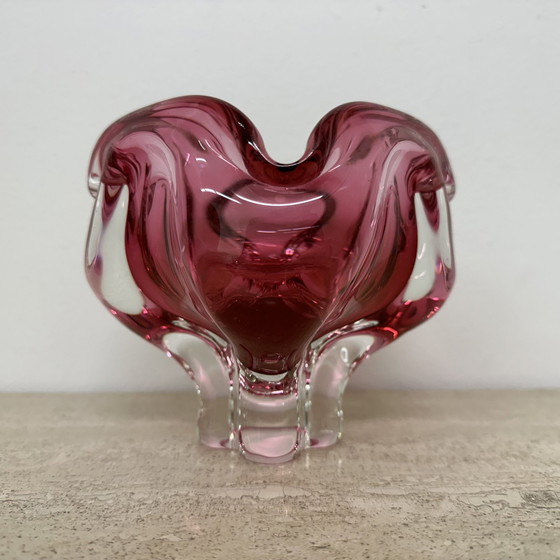 Image 1 of Mid Century Murano Glas Rosa Schale , 1970S