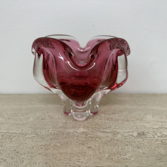 Image 1 of Mid Century Murano Glas Rosa Schale , 1970S