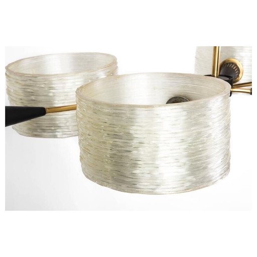 6-armige Hängeleuchte aus Metall und Harz, 1950