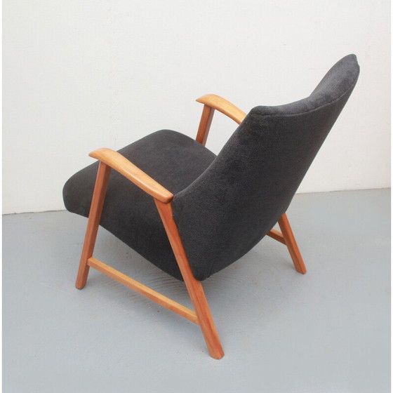 Image 1 of Vintage-Sessel aus Kirschholz und Samt, 1950