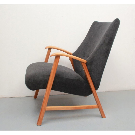 Image 1 of Vintage-Sessel aus Kirschholz und Samt, 1950