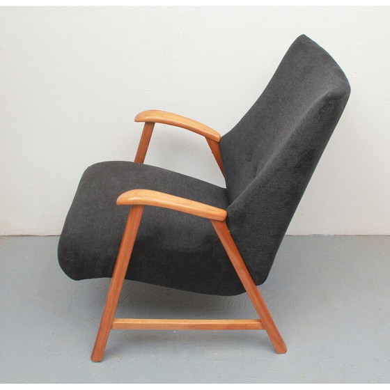 Image 1 of Vintage-Sessel aus Kirschholz und Samt, 1950