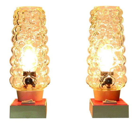 Image 1 of Ein Paar Tischlampen aus Glas von Hawill, 1960