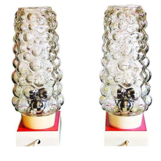 Image 1 of Ein Paar Tischlampen aus Glas von Hawill, 1960