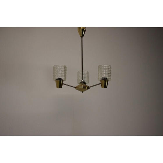 Image 1 of Vintage Pendelleuchte aus Messing und Metall von Kamenicky Senov, Tschechoslowakei 1970