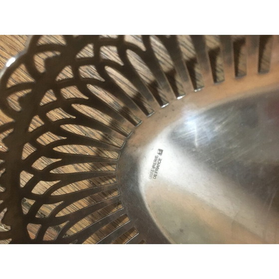 Image 1 of Vintage-Brotkorb mit Lochmuster aus versilbertem Metall, Frankreich