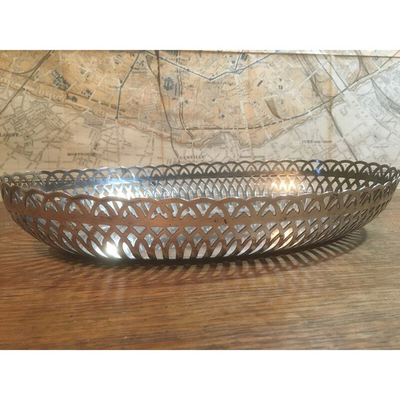 Image 1 of Vintage-Brotkorb mit Lochmuster aus versilbertem Metall, Frankreich