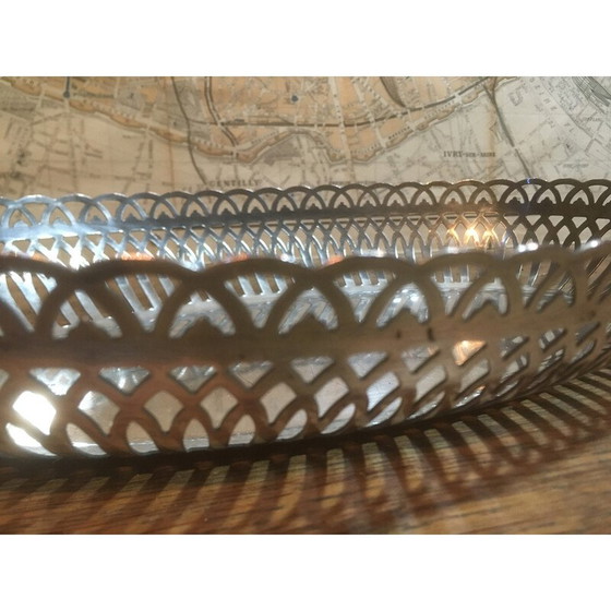 Image 1 of Vintage-Brotkorb mit Lochmuster aus versilbertem Metall, Frankreich
