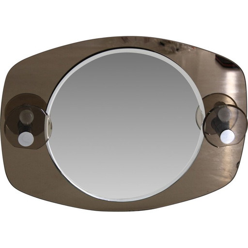 Vintage Wandspiegel mit integrierter Beleuchtung, Italien 1970