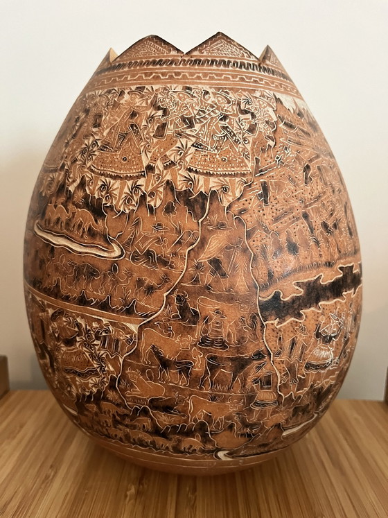 Image 1 of Vintage Hand geschnitzt Kürbis Guarani Indianer