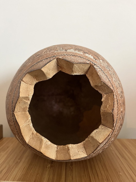 Image 1 of Vintage Hand geschnitzt Kürbis Guarani Indianer