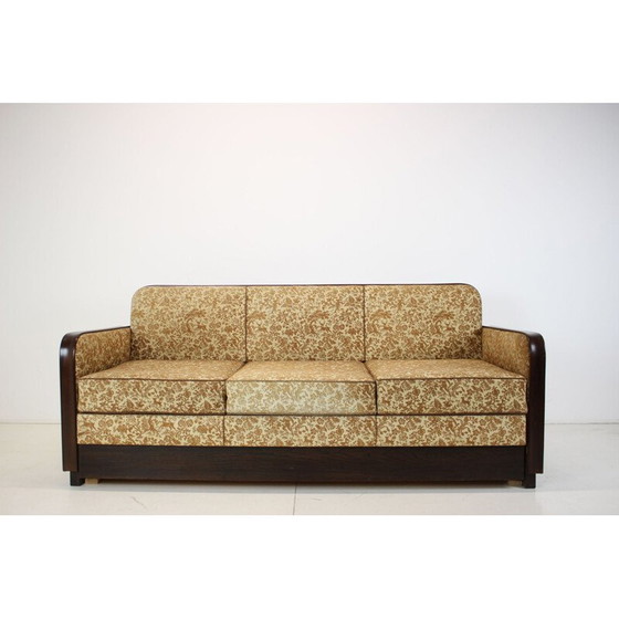 Image 1 of Vintage Art deco Dreisitzer-Sofa von Jindřich Halabala, Tschechoslowakei 1930er Jahre