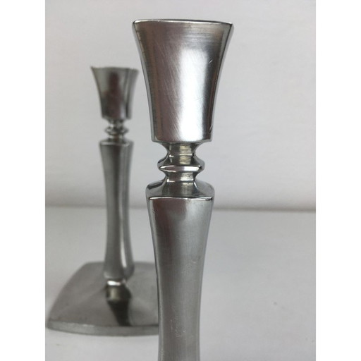 Paar alte dänische Kerzenhalter von Just Andersen, 1940er Jahre