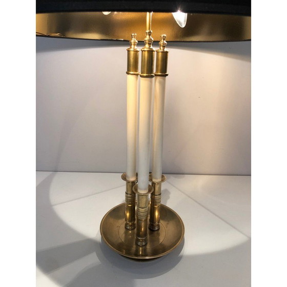 Image 1 of Paar Vintage-Lampen aus Messing und weißer Lackierung