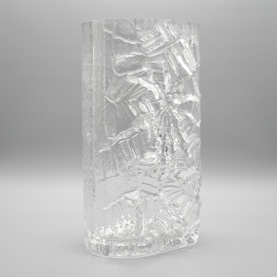 Image 1 of Rosenthal Martin Freyer Abstrakt Brutalistisch Op Art Glas Vase "Glasstruktur" 32Cm