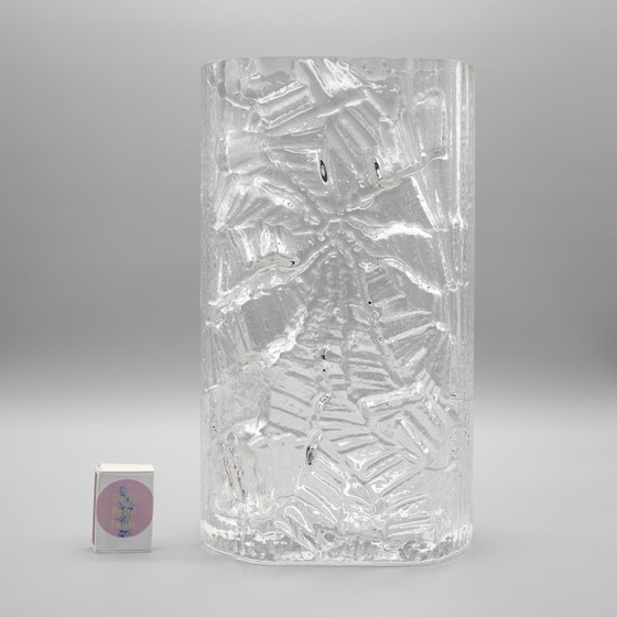 Image 1 of Rosenthal Martin Freyer Abstrakt Brutalistisch Op Art Glas Vase "Glasstruktur" 32Cm