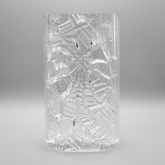 Image 1 of Rosenthal Martin Freyer Abstrakt Brutalistisch Op Art Glas Vase "Glasstruktur" 32Cm