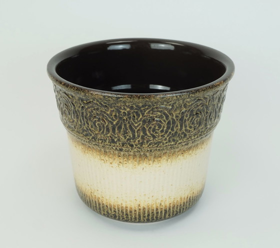 Image 1 of scheurich mid century PLANTER Keramik Blumentopf Reliefmuster Modell Nr. 809-18