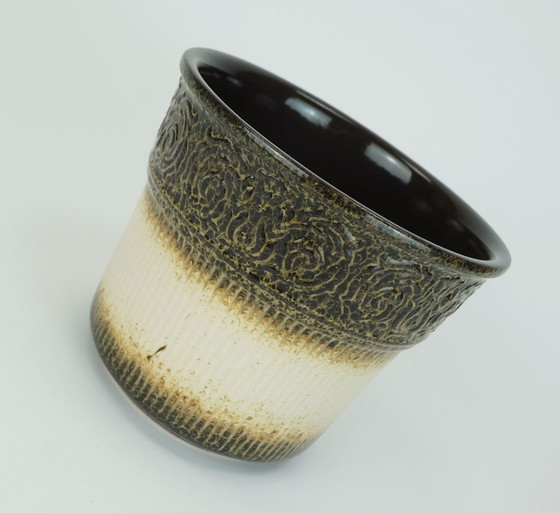 Image 1 of scheurich mid century PLANTER Keramik Blumentopf Reliefmuster Modell Nr. 809-18