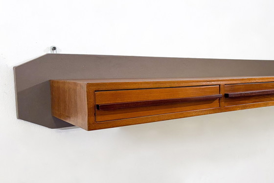 Image 1 of Mid-Century Modern Hängekonsole aus Holz, Teak, Italien, 1960er Jahre