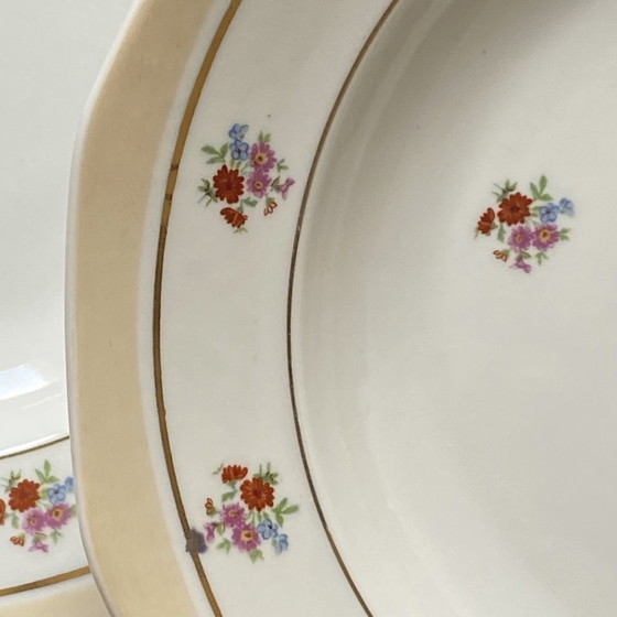 Image 1 of Lot Von 6 Suppenteller M Und S Berry Kleine Blumen Und Vergoldung Porzellan Ancienne Limoges