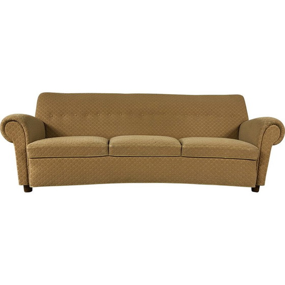 Image 1 of Vintage Senf dänischen Dreisitzer geschwungenen Sofa, 1940er Jahre