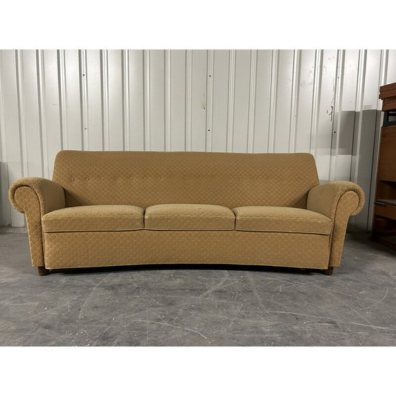 Image 1 of Vintage Senf dänischen Dreisitzer geschwungenen Sofa, 1940er Jahre
