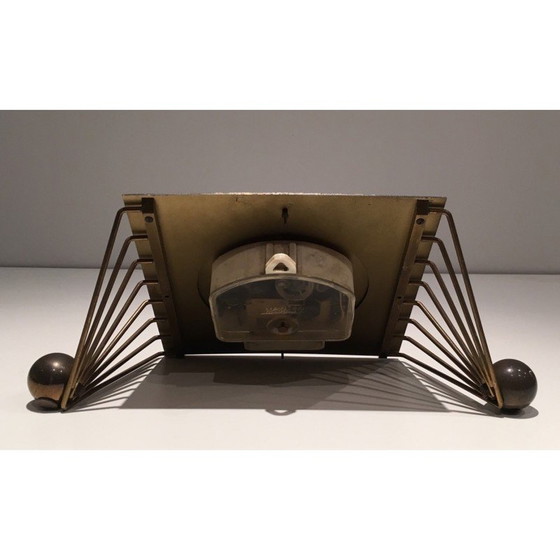 Image 1 of Vintage-Uhr aus lackiertem Metall, Glas und Messing, 1950er Jahre