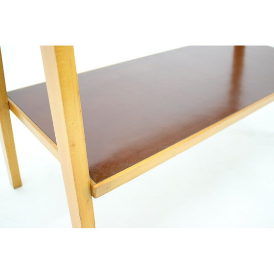 Image 1 of Vintage Beistelltisch aus Buchenholz und Glas, Tschechoslowakei 1970er Jahre