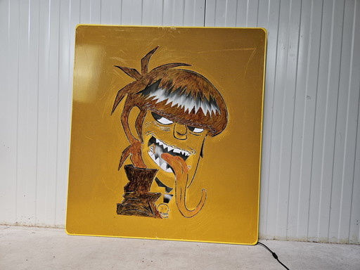 Gorillaz-Kunstwerk groß, beleuchtet