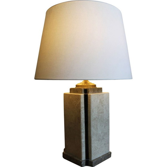 Image 1 of Vintage Marmorlampe mit Keramik verziert