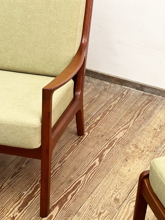 Image 1 of Danish Design Teak-Sessel oder Sessel mit hoher Rückenlehne und Hocker, Senator-Serie, von Ole Wanscher