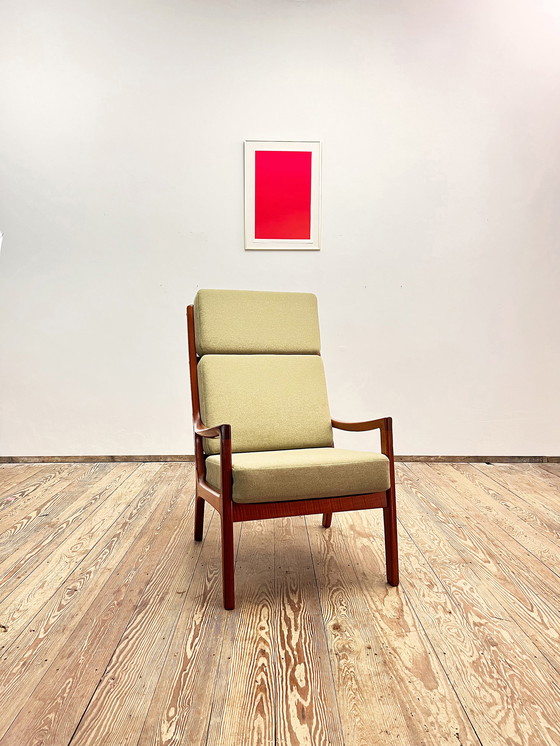 Image 1 of Danish Design Teak-Sessel oder Sessel mit hoher Rückenlehne und Hocker, Senator-Serie, von Ole Wanscher