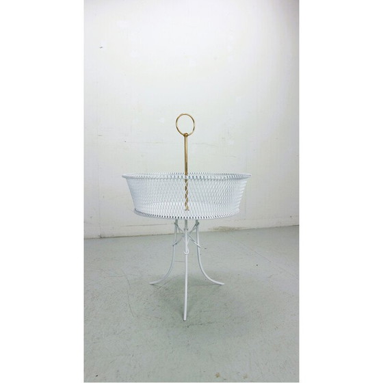 Image 1 of Vintage Pflanzgefäß aus weißem Metall und Messing, Frankreich 1960er Jahre