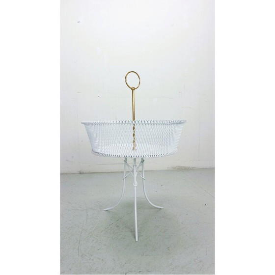 Image 1 of Vintage Pflanzgefäß aus weißem Metall und Messing, Frankreich 1960er Jahre