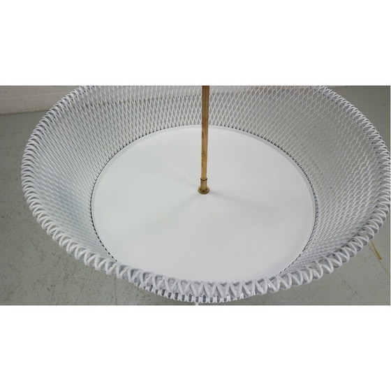 Image 1 of Vintage Pflanzgefäß aus weißem Metall und Messing, Frankreich 1960er Jahre