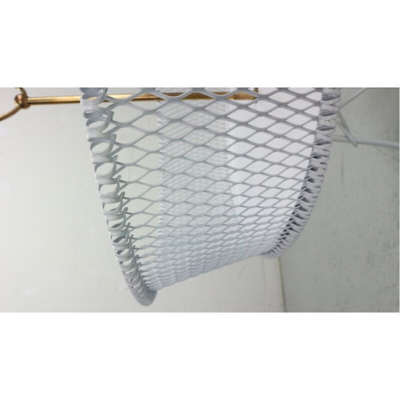 Image 1 of Vintage Pflanzgefäß aus weißem Metall und Messing, Frankreich 1960er Jahre