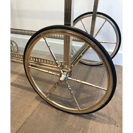 Image 1 of Vintage-Anrichte aus Messing und versilbert für Maison Bagués, Frankreich 1940