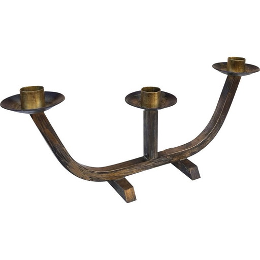 Vintage Kerzenständer aus gebürstetem Messing, Österreich 1970