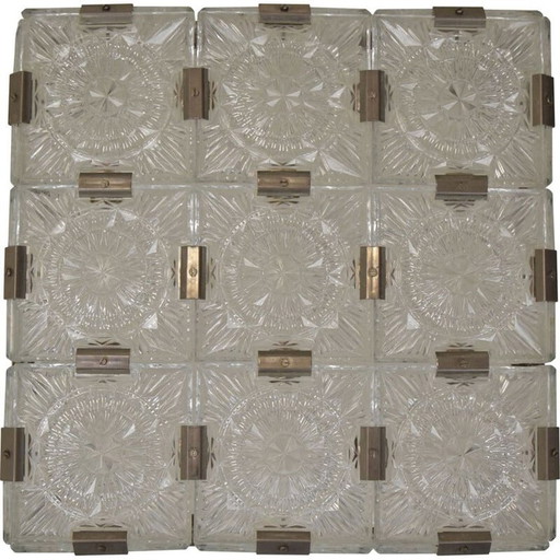 Klassische Deckenleuchte aus geschliffenem Glas und Metall von Kamenicky Senov, Tschechoslowakei 1960