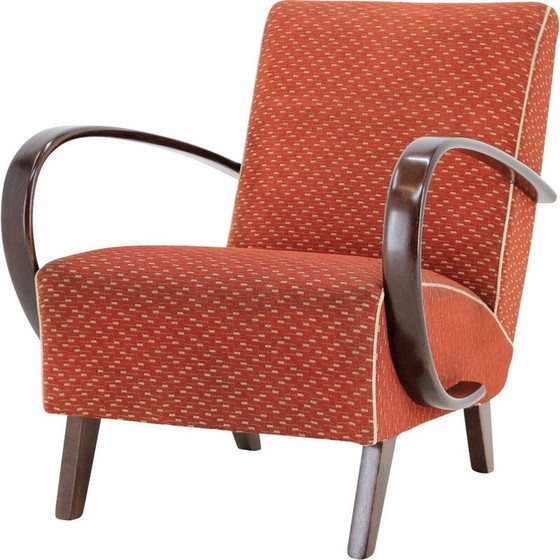 Image 1 of Vintage-Sessel aus Buchenholz und Stoff von Jindich Halabala, Tschechoslowakei 1960