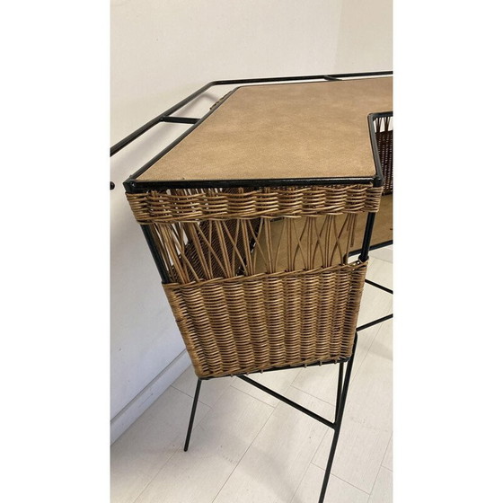 Image 1 of Bar aus Rattan und Schmiedeeisen, 1960