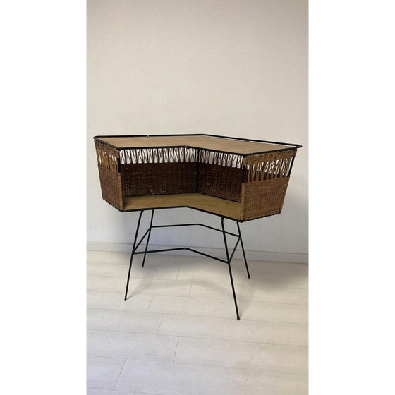 Image 1 of Bar aus Rattan und Schmiedeeisen, 1960