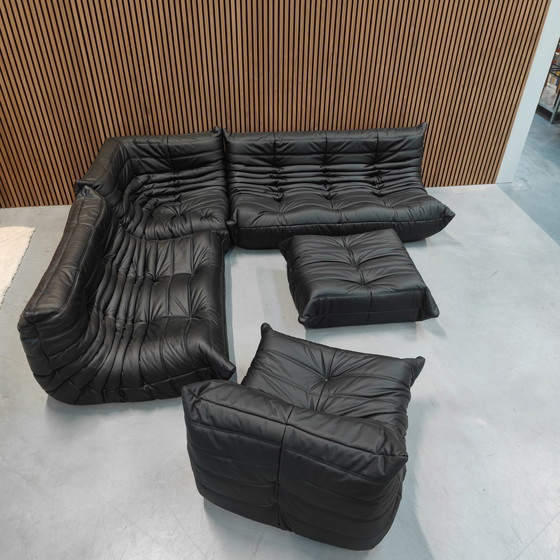 Image 1 of Ligne Roset Togo Set Schwarzes Leder