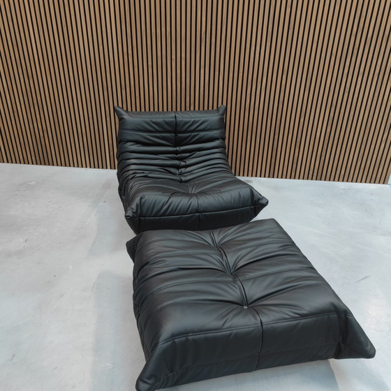 Image 1 of Ligne Roset Togo Set Schwarzes Leder