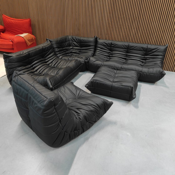 Image 1 of Ligne Roset Togo Set Schwarzes Leder