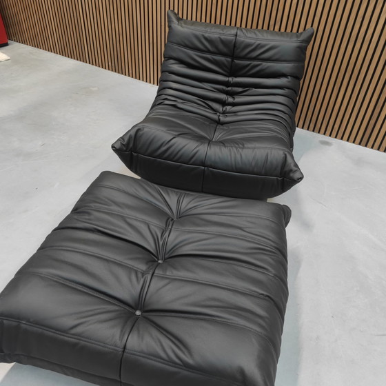 Image 1 of Ligne Roset Togo Set Schwarzes Leder