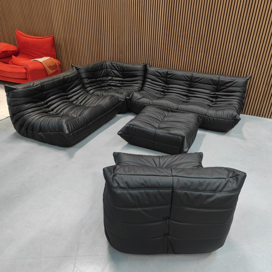 Image 1 of Ligne Roset Togo Set Schwarzes Leder